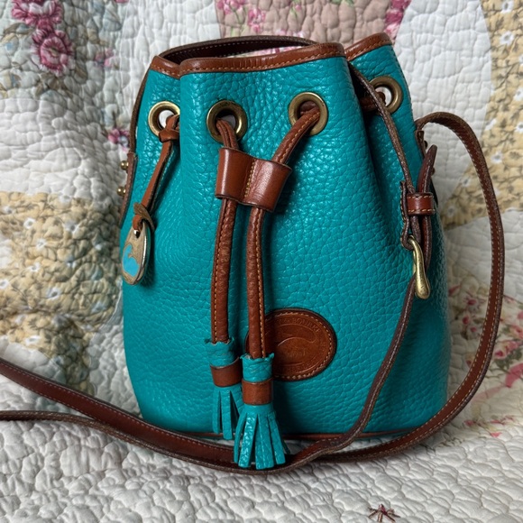 Dooney & Bourke Handbags - Vintage Dooney & Bourke AWL Teal Mini Bucket Bag